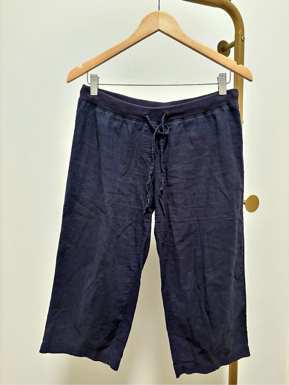 Banana Republic Linen Wide Leg Capris in Dark Blue Size Small